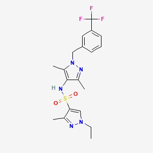 molecular formula C19H22F3N5O2S B4358617 N-{3,5-dimethyl-1-[3-(trifluoromethyl)benzyl]-1H-pyrazol-4-yl}-1-ethyl-3-methyl-1H-pyrazole-4-sulfonamide 
