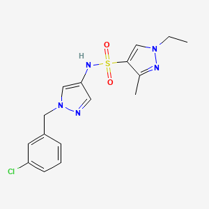 molecular formula C16H18ClN5O2S B4358632 N-[1-(3-chlorobenzyl)-1H-pyrazol-4-yl]-1-ethyl-3-methyl-1H-pyrazole-4-sulfonamide 