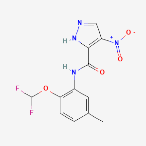molecular formula C12H10F2N4O4 B4358666 N-[2-(difluoromethoxy)-5-methylphenyl]-4-nitro-1H-pyrazole-3-carboxamide 