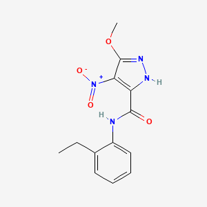 molecular formula C13H14N4O4 B4358703 N-(2-ethylphenyl)-3-methoxy-4-nitro-1H-pyrazole-5-carboxamide 