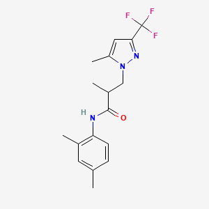 molecular formula C17H20F3N3O B4358758 N-(2,4-dimethylphenyl)-2-methyl-3-[5-methyl-3-(trifluoromethyl)-1H-pyrazol-1-yl]propanamide 