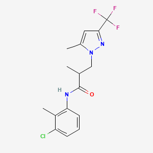 molecular formula C16H17ClF3N3O B4358760 N-(3-chloro-2-methylphenyl)-2-methyl-3-[5-methyl-3-(trifluoromethyl)-1H-pyrazol-1-yl]propanamide 