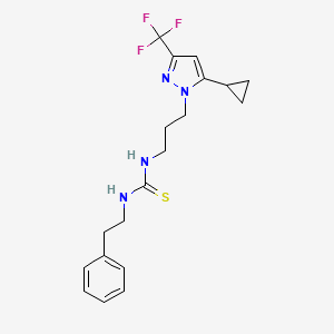 molecular formula C19H23F3N4S B4358797 N-{3-[5-cyclopropyl-3-(trifluoromethyl)-1H-pyrazol-1-yl]propyl}-N'-(2-phenylethyl)thiourea 