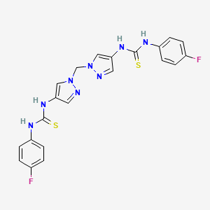 molecular formula C21H18F2N8S2 B4358803 N'-{1-[(4-{[(4-FLUOROANILINO)CARBOTHIOYL]AMINO}-1H-PYRAZOL-1-YL)METHYL]-1H-PYRAZOL-4-YL}-N-(4-FLUOROPHENYL)THIOUREA 