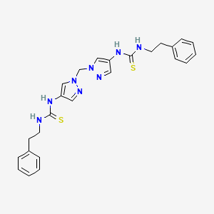 molecular formula C25H28N8S2 B4358813 N-PHENETHYL-N'-{1-[(4-{[(PHENETHYLAMINO)CARBOTHIOYL]AMINO}-1H-PYRAZOL-1-YL)METHYL]-1H-PYRAZOL-4-YL}THIOUREA 