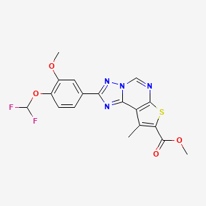 molecular formula C18H14F2N4O4S B4358832 methyl 2-[4-(difluoromethoxy)-3-methoxyphenyl]-9-methylthieno[3,2-e][1,2,4]triazolo[1,5-c]pyrimidine-8-carboxylate 