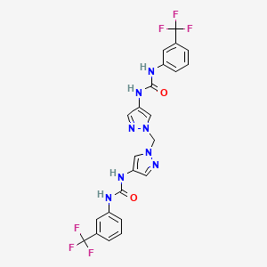 molecular formula C23H18F6N8O2 B4358835 N-(1-{[4-({[3-(TRIFLUOROMETHYL)ANILINO]CARBONYL}AMINO)-1H-PYRAZOL-1-YL]METHYL}-1H-PYRAZOL-4-YL)-N'-[3-(TRIFLUOROMETHYL)PHENYL]UREA 