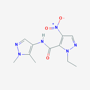 molecular formula C11H14N6O3 B4358844 N-(1,5-dimethyl-1H-pyrazol-4-yl)-1-ethyl-4-nitro-1H-pyrazole-5-carboxamide 