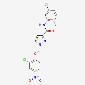 molecular formula C18H14Cl2N4O4 B4358889 N-(5-chloro-2-methylphenyl)-1-[(2-chloro-4-nitrophenoxy)methyl]-1H-pyrazole-3-carboxamide 