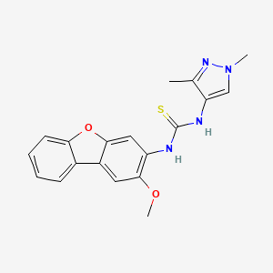 molecular formula C19H18N4O2S B4358961 N-(1,3-dimethyl-1H-pyrazol-4-yl)-N'-(2-methoxydibenzo[b,d]furan-3-yl)thiourea 