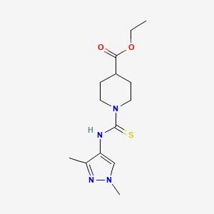 molecular formula C14H22N4O2S B4358978 ETHYL 1-{[(1,3-DIMETHYL-1H-PYRAZOL-4-YL)AMINO]CARBOTHIOYL}-4-PIPERIDINECARBOXYLATE 