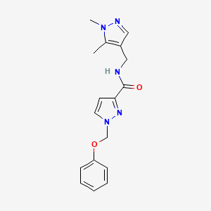 molecular formula C17H19N5O2 B4359031 N-[(1,5-dimethyl-1H-pyrazol-4-yl)methyl]-1-(phenoxymethyl)-1H-pyrazole-3-carboxamide 