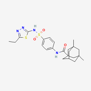 molecular formula C23H30N4O3S2 B4359068 N-(4-{[(5-ethyl-1,3,4-thiadiazol-2-yl)amino]sulfonyl}phenyl)-3,5-dimethyl-1-adamantanecarboxamide 