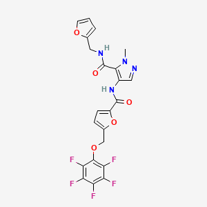 molecular formula C22H15F5N4O5 B4359108 N-(2-FURYLMETHYL)-1-METHYL-4-[({5-[(2,3,4,5,6-PENTAFLUOROPHENOXY)METHYL]-2-FURYL}CARBONYL)AMINO]-1H-PYRAZOLE-5-CARBOXAMIDE 