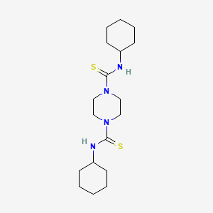 molecular formula C18H32N4S2 B4359130 N,N-DICYCLOHEXYLTETRAHYDRO-1,4-PYRAZINEDICARBOTHIOAMIDE 