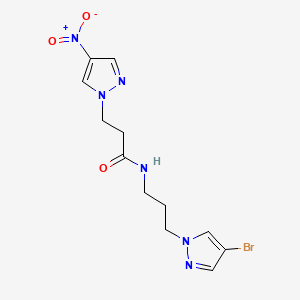 molecular formula C12H15BrN6O3 B4359209 N-[3-(4-bromo-1H-pyrazol-1-yl)propyl]-3-(4-nitro-1H-pyrazol-1-yl)propanamide 