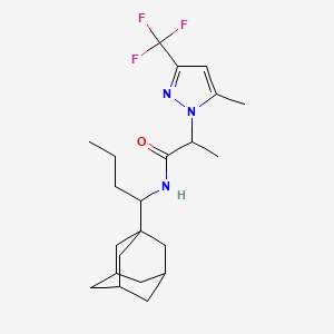 molecular formula C22H32F3N3O B4359240 N-[1-(1-adamantyl)butyl]-2-[5-methyl-3-(trifluoromethyl)-1H-pyrazol-1-yl]propanamide 
