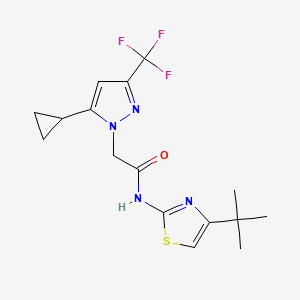molecular formula C16H19F3N4OS B4359386 N-[4-(TERT-BUTYL)-1,3-THIAZOL-2-YL]-2-[5-CYCLOPROPYL-3-(TRIFLUOROMETHYL)-1H-PYRAZOL-1-YL]ACETAMIDE 