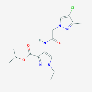 molecular formula C15H20ClN5O3 B4359539 ISOPROPYL 4-{[2-(4-CHLORO-3-METHYL-1H-PYRAZOL-1-YL)ACETYL]AMINO}-1-ETHYL-1H-PYRAZOLE-3-CARBOXYLATE 