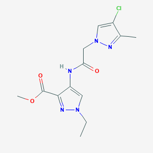molecular formula C13H16ClN5O3 B4359540 METHYL 4-{[2-(4-CHLORO-3-METHYL-1H-PYRAZOL-1-YL)ACETYL]AMINO}-1-ETHYL-1H-PYRAZOLE-3-CARBOXYLATE 