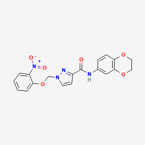 molecular formula C19H16N4O6 B4359710 N-(2,3-dihydro-1,4-benzodioxin-6-yl)-1-[(2-nitrophenoxy)methyl]-1H-pyrazole-3-carboxamide 