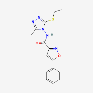 molecular formula C15H15N5O2S B4360138 N-[3-(ethylthio)-5-methyl-4H-1,2,4-triazol-4-yl]-5-phenyl-3-isoxazolecarboxamide 