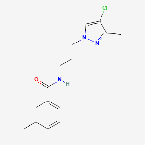 molecular formula C15H18ClN3O B4360176 N-[3-(4-chloro-3-methyl-1H-pyrazol-1-yl)propyl]-3-methylbenzamide 