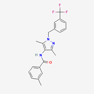 molecular formula C21H20F3N3O B4360194 N-{3,5-dimethyl-1-[3-(trifluoromethyl)benzyl]-1H-pyrazol-4-yl}-3-methylbenzamide 