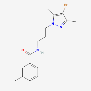 molecular formula C16H20BrN3O B4360200 N-[3-(4-bromo-3,5-dimethyl-1H-pyrazol-1-yl)propyl]-3-methylbenzamide 
