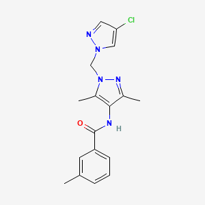 molecular formula C17H18ClN5O B4360210 N-{1-[(4-chloro-1H-pyrazol-1-yl)methyl]-3,5-dimethyl-1H-pyrazol-4-yl}-3-methylbenzamide 