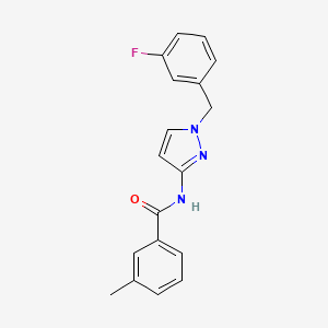 molecular formula C18H16FN3O B4360503 N-[1-(3-fluorobenzyl)-1H-pyrazol-3-yl]-3-methylbenzamide 