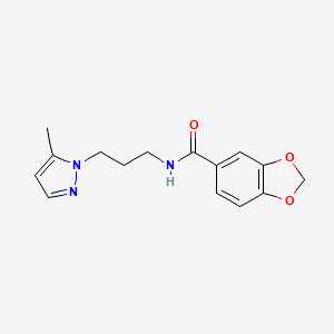 molecular formula C15H17N3O3 B4360530 N-[3-(5-methyl-1H-pyrazol-1-yl)propyl]-1,3-benzodioxole-5-carboxamide 
