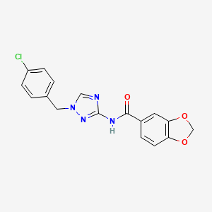 molecular formula C17H13ClN4O3 B4360545 N-[1-(4-chlorobenzyl)-1H-1,2,4-triazol-3-yl]-1,3-benzodioxole-5-carboxamide 