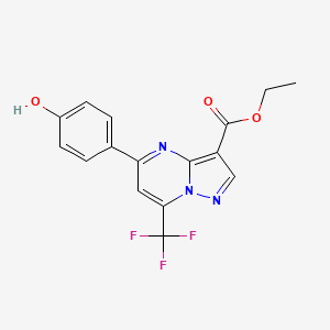 molecular formula C16H12F3N3O3 B4360645 ethyl 5-(4-hydroxyphenyl)-7-(trifluoromethyl)pyrazolo[1,5-a]pyrimidine-3-carboxylate 