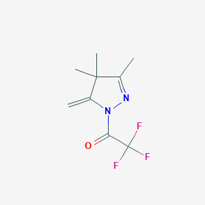 molecular formula C9H11F3N2O B043607 1H-Pyrazole, 4,5-dihydro-3,4,4-trimethyl-5-methylene-1-(trifluoroacetyl)-(9CI) CAS No. 115174-64-6