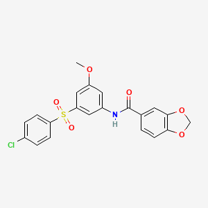molecular formula C21H16ClNO6S B4360781 N-{3-[(4-chlorophenyl)sulfonyl]-5-methoxyphenyl}-1,3-benzodioxole-5-carboxamide 