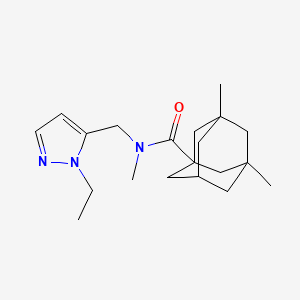 molecular formula C20H31N3O B4360887 N-[(1-ethyl-1H-pyrazol-5-yl)methyl]-N,3,5-trimethyl-1-adamantanecarboxamide 