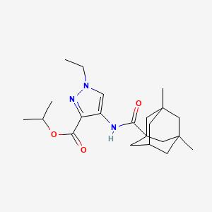 molecular formula C22H33N3O3 B4360896 isopropyl 4-{[(3,5-dimethyl-1-adamantyl)carbonyl]amino}-1-ethyl-1H-pyrazole-3-carboxylate 