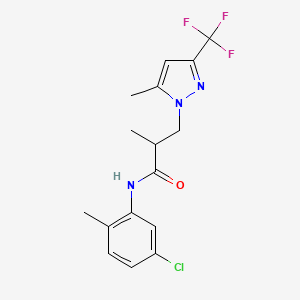 molecular formula C16H17ClF3N3O B4361111 N-(5-chloro-2-methylphenyl)-2-methyl-3-[5-methyl-3-(trifluoromethyl)-1H-pyrazol-1-yl]propanamide 