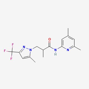 molecular formula C16H19F3N4O B4361122 N-(4,6-DIMETHYL-2-PYRIDYL)-2-METHYL-3-[5-METHYL-3-(TRIFLUOROMETHYL)-1H-PYRAZOL-1-YL]PROPANAMIDE 
