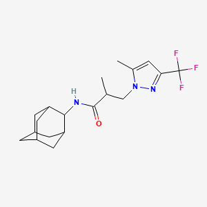 molecular formula C19H26F3N3O B4361127 N-(2-ADAMANTYL)-2-METHYL-3-[5-METHYL-3-(TRIFLUOROMETHYL)-1H-PYRAZOL-1-YL]PROPANAMIDE 