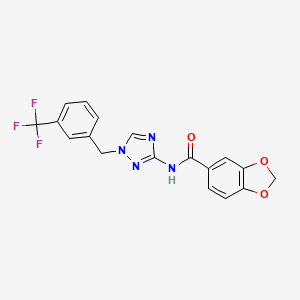 molecular formula C18H13F3N4O3 B4361269 N-{1-[3-(trifluoromethyl)benzyl]-1H-1,2,4-triazol-3-yl}-1,3-benzodioxole-5-carboxamide 