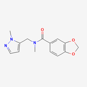 molecular formula C14H15N3O3 B4361292 N-methyl-N-[(1-methyl-1H-pyrazol-5-yl)methyl]-1,3-benzodioxole-5-carboxamide 