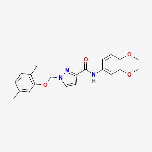 molecular formula C21H21N3O4 B4361480 N-(2,3-dihydro-1,4-benzodioxin-6-yl)-1-[(2,5-dimethylphenoxy)methyl]-1H-pyrazole-3-carboxamide 