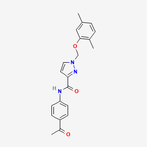 molecular formula C21H21N3O3 B4361487 N-(4-acetylphenyl)-1-[(2,5-dimethylphenoxy)methyl]-1H-pyrazole-3-carboxamide 