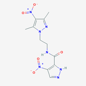 molecular formula C11H13N7O5 B4361630 N-[2-(3,5-dimethyl-4-nitro-1H-pyrazol-1-yl)ethyl]-4-nitro-1H-pyrazole-3-carboxamide 