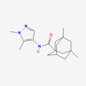 molecular formula C18H27N3O B4361825 N-(1,5-dimethyl-1H-pyrazol-4-yl)-3,5-dimethyl-1-adamantanecarboxamide 