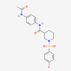 molecular formula C20H22FN3O4S B4362020 N-[4-(acetylamino)phenyl]-1-[(4-fluorophenyl)sulfonyl]-3-piperidinecarboxamide 