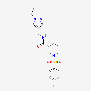 molecular formula C18H23FN4O3S B4362031 N-[(1-ethyl-1H-pyrazol-4-yl)methyl]-1-[(4-fluorophenyl)sulfonyl]-3-piperidinecarboxamide 