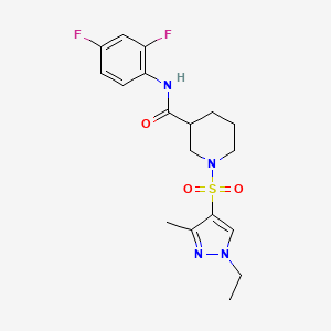molecular formula C18H22F2N4O3S B4362068 N-(2,4-difluorophenyl)-1-[(1-ethyl-3-methyl-1H-pyrazol-4-yl)sulfonyl]-3-piperidinecarboxamide 